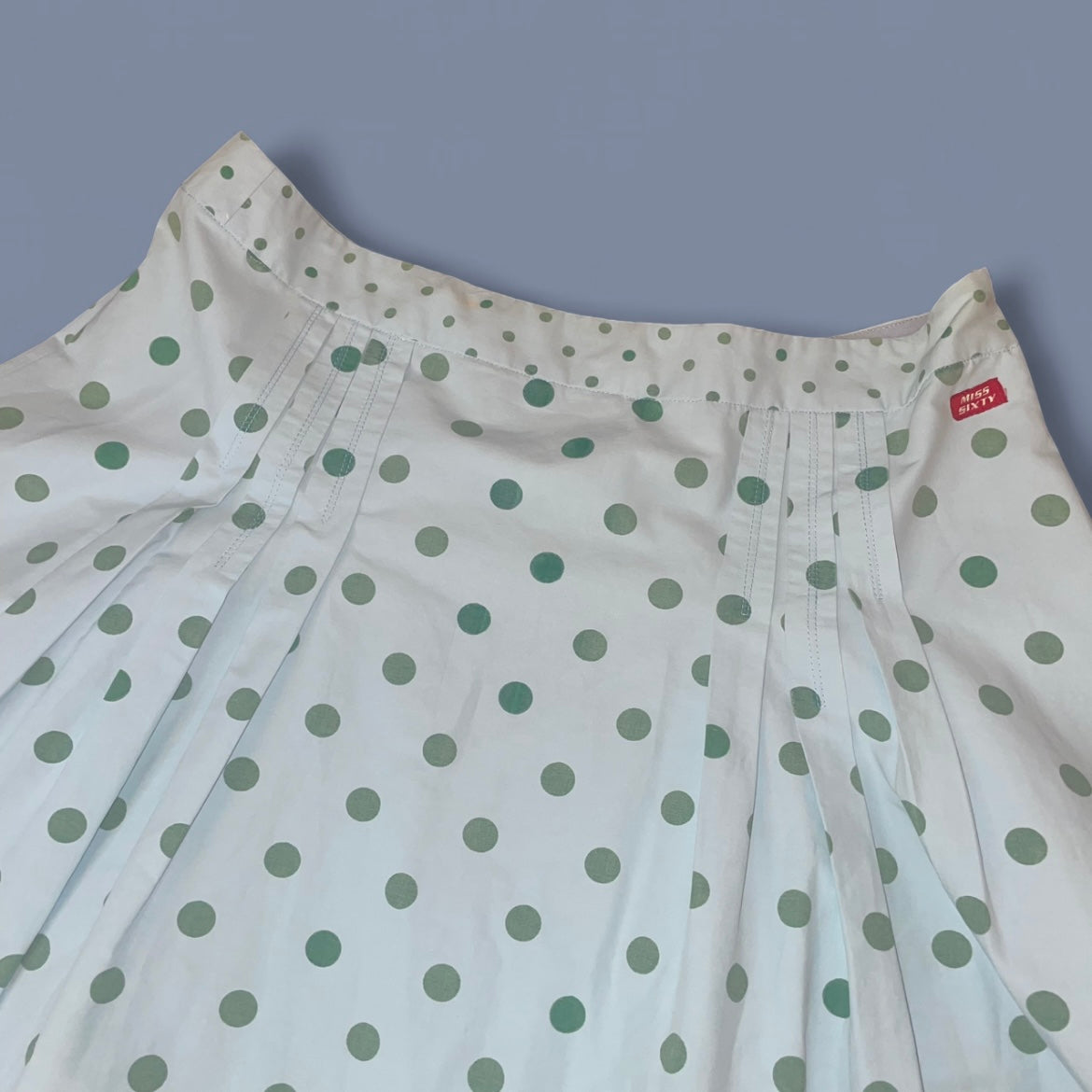 Vintage Miss Sixty Baby Blue Polka Dot Midi Skirt