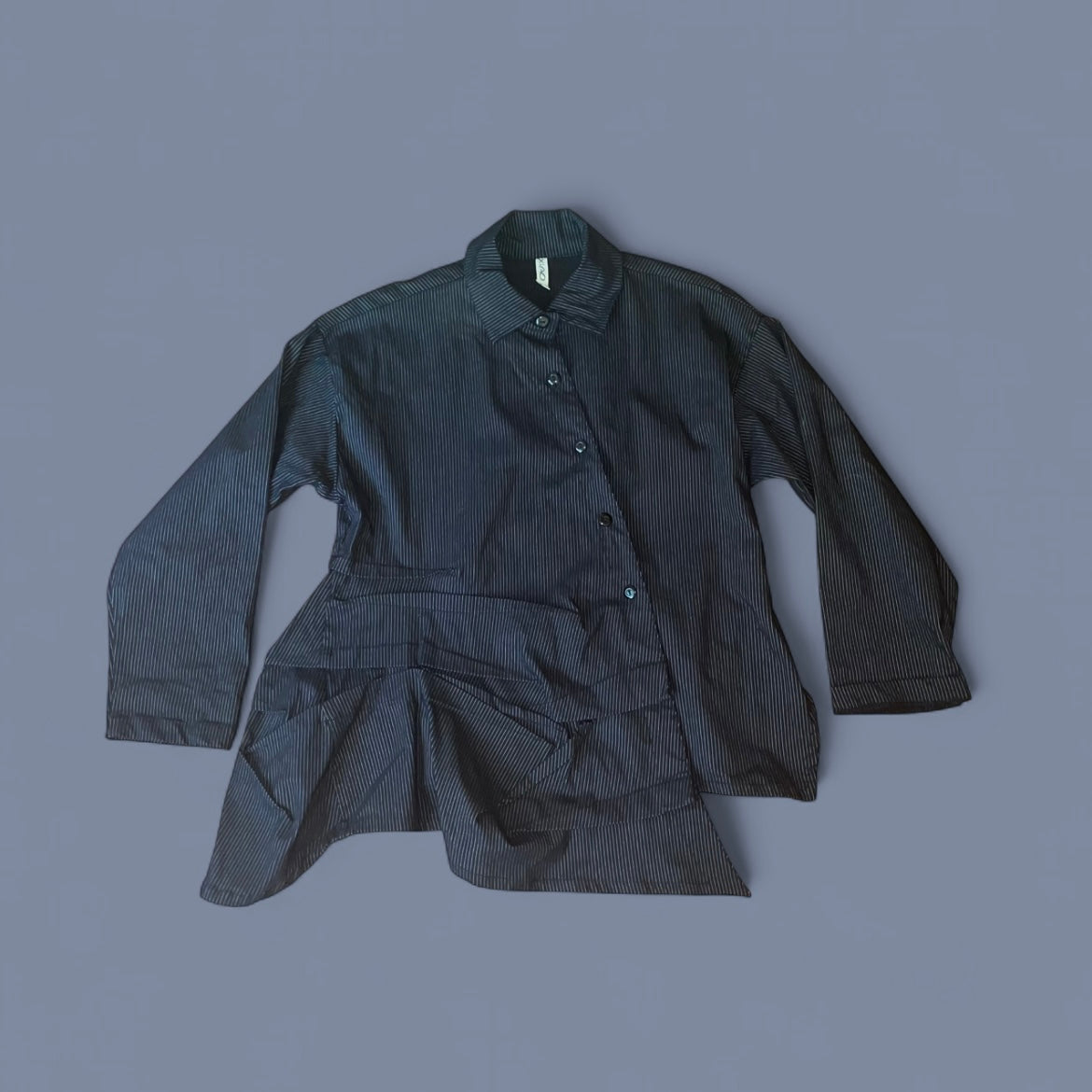 Vintage Asymmetrical Gathered Button Up Shirt