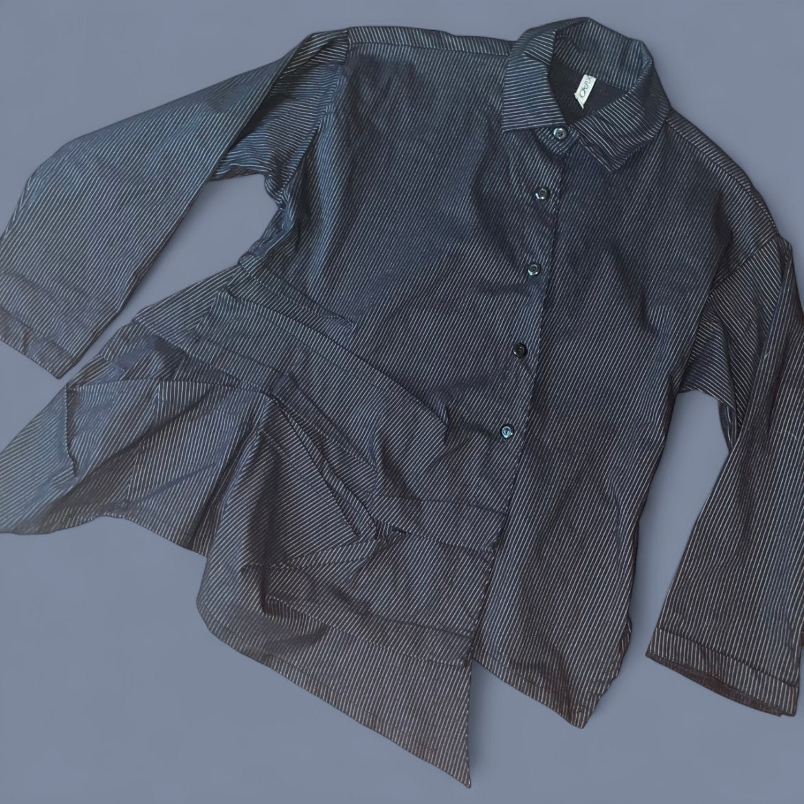 Vintage Asymmetrical Gathered Button Up Shirt