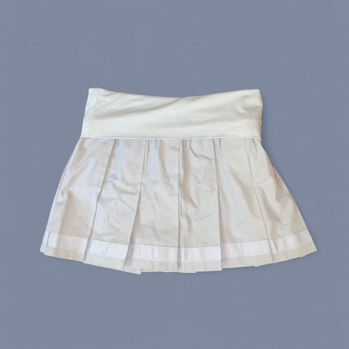 Vintage 00s Gray Pleated Fold Over Waist Mini Skirt