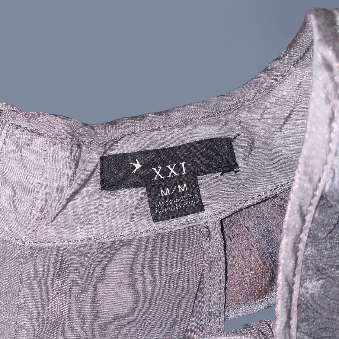 00s Sheer Gray Ruffle Top
