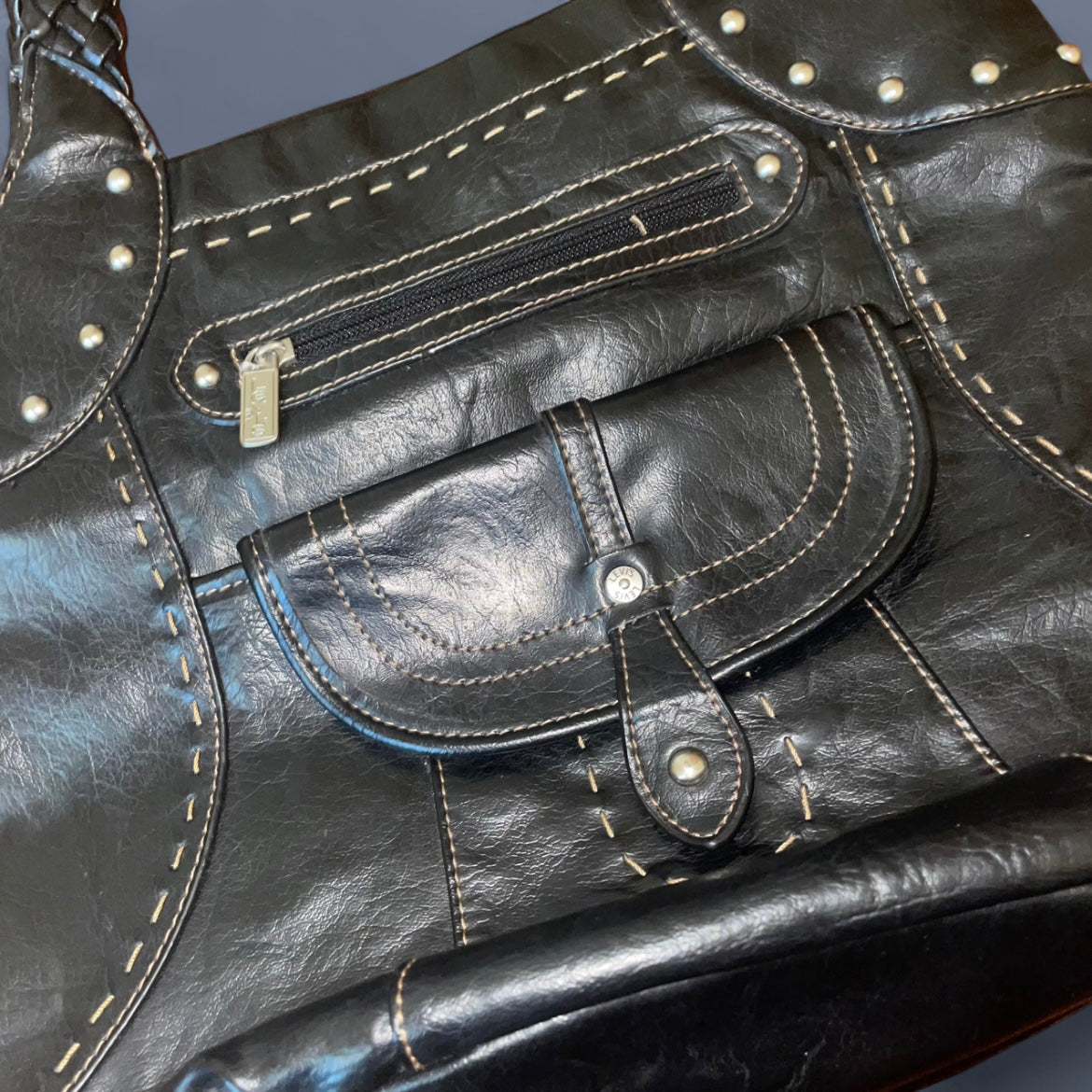 Levi's Black Leather Studded Shoulder Bag