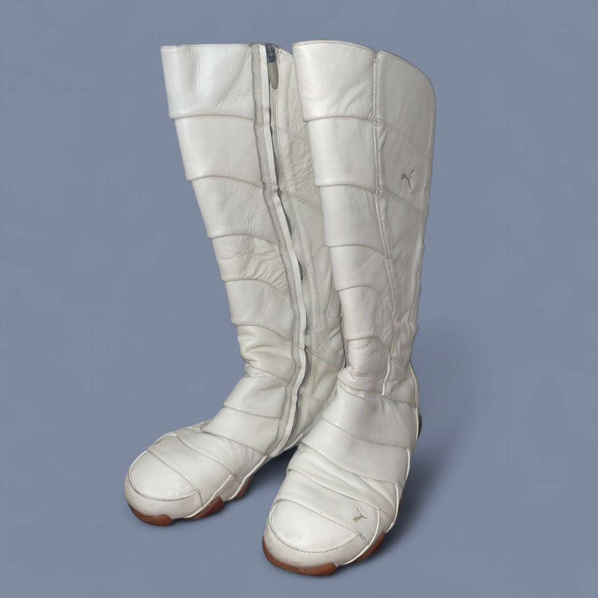 Vintage Puma White Leather Boots