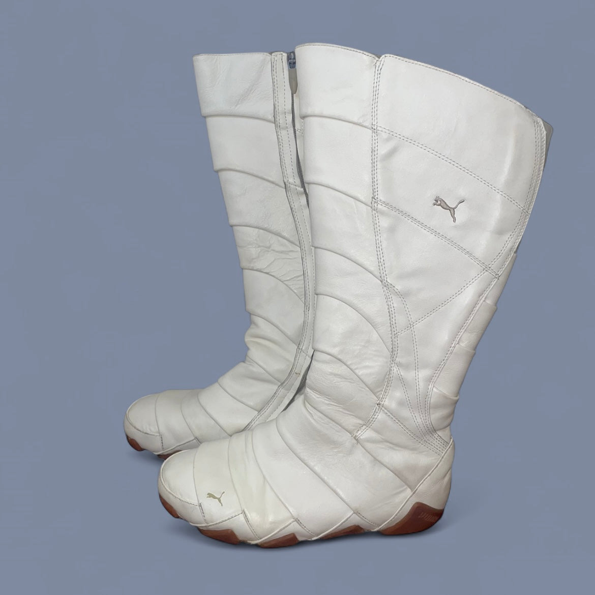Vintage Puma White Leather Boots
