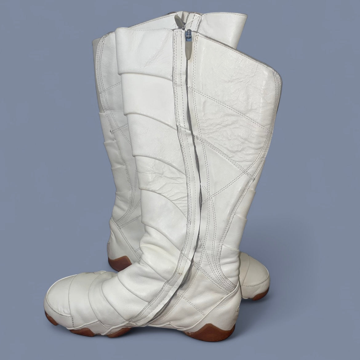 Vintage Puma White Leather Boots