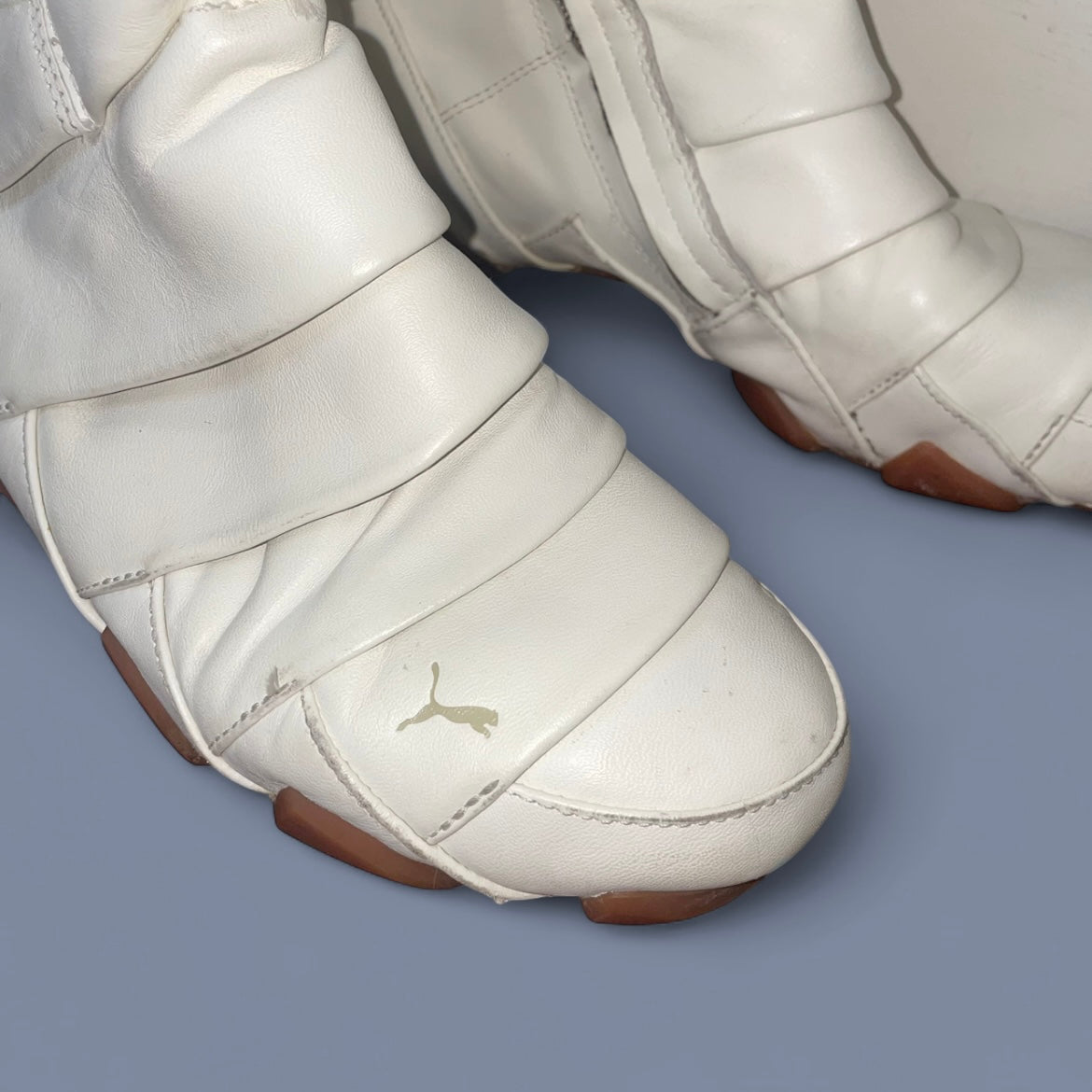 Vintage Puma White Leather Boots