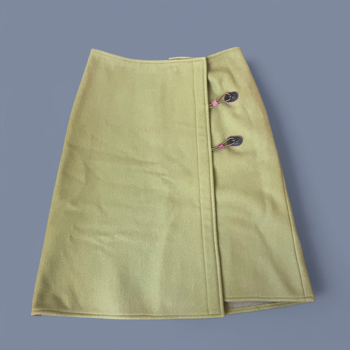 Vintage Miu Miu Green Wool Midi Skirt