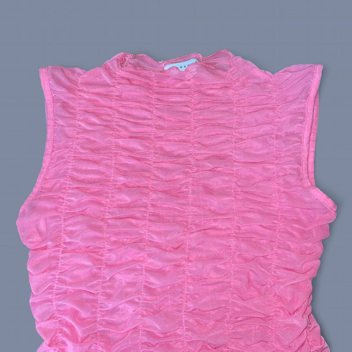 Vintage Topshop Sheer Ruched Mesh Top