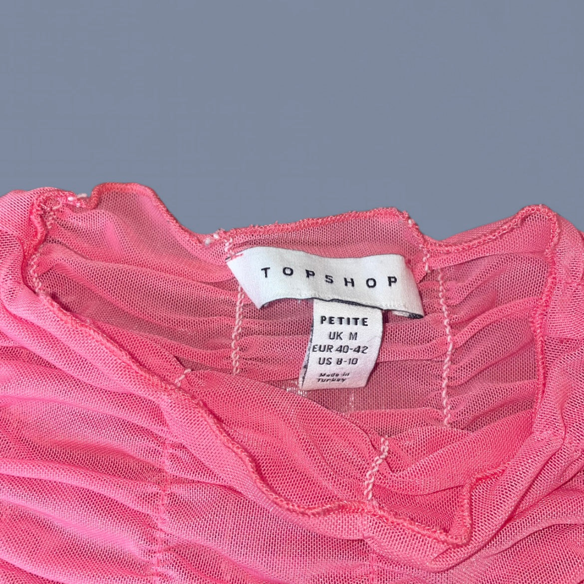 Vintage Topshop Sheer Ruched Mesh Top