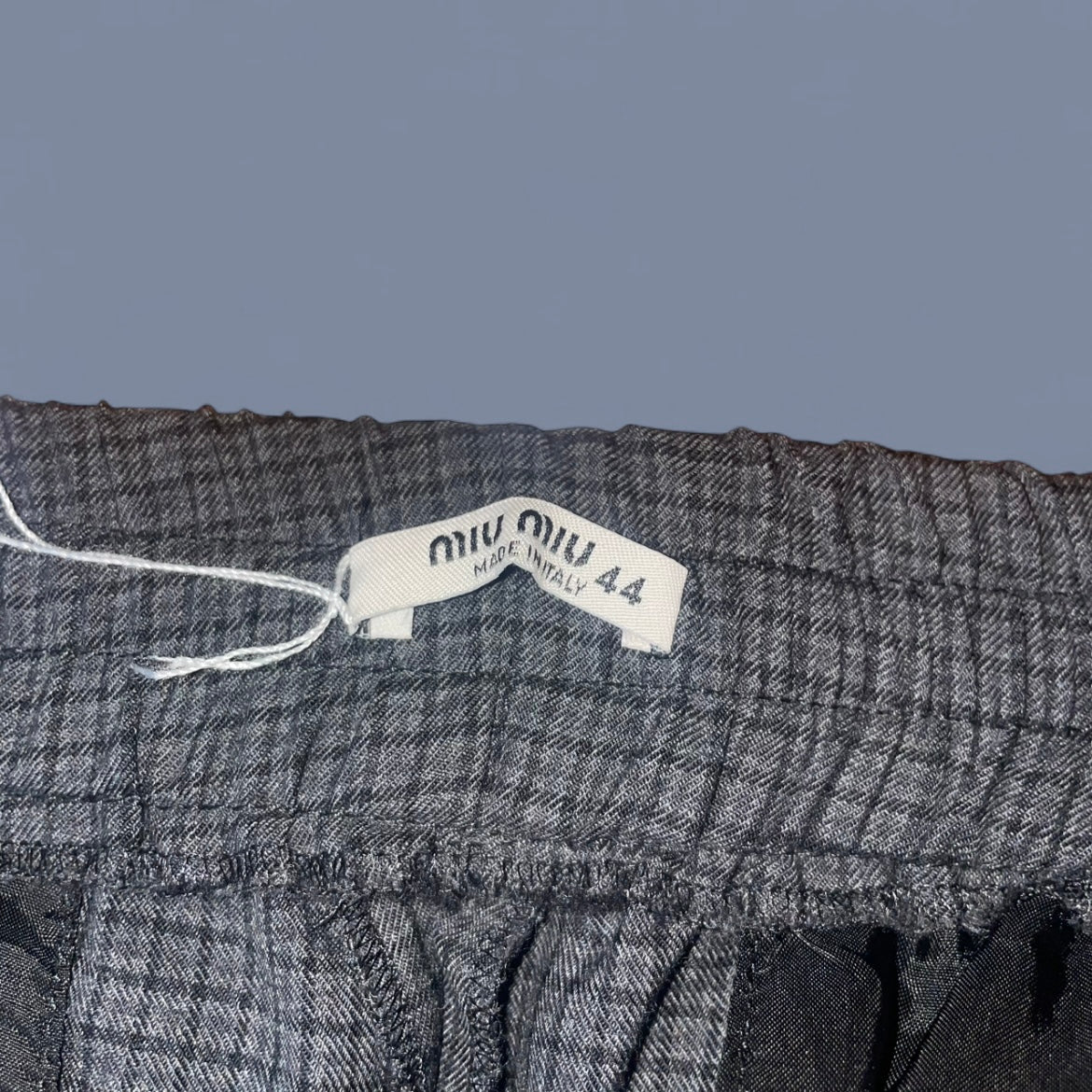 Vintage Miu Miu Dark Gray Checkered Trouser