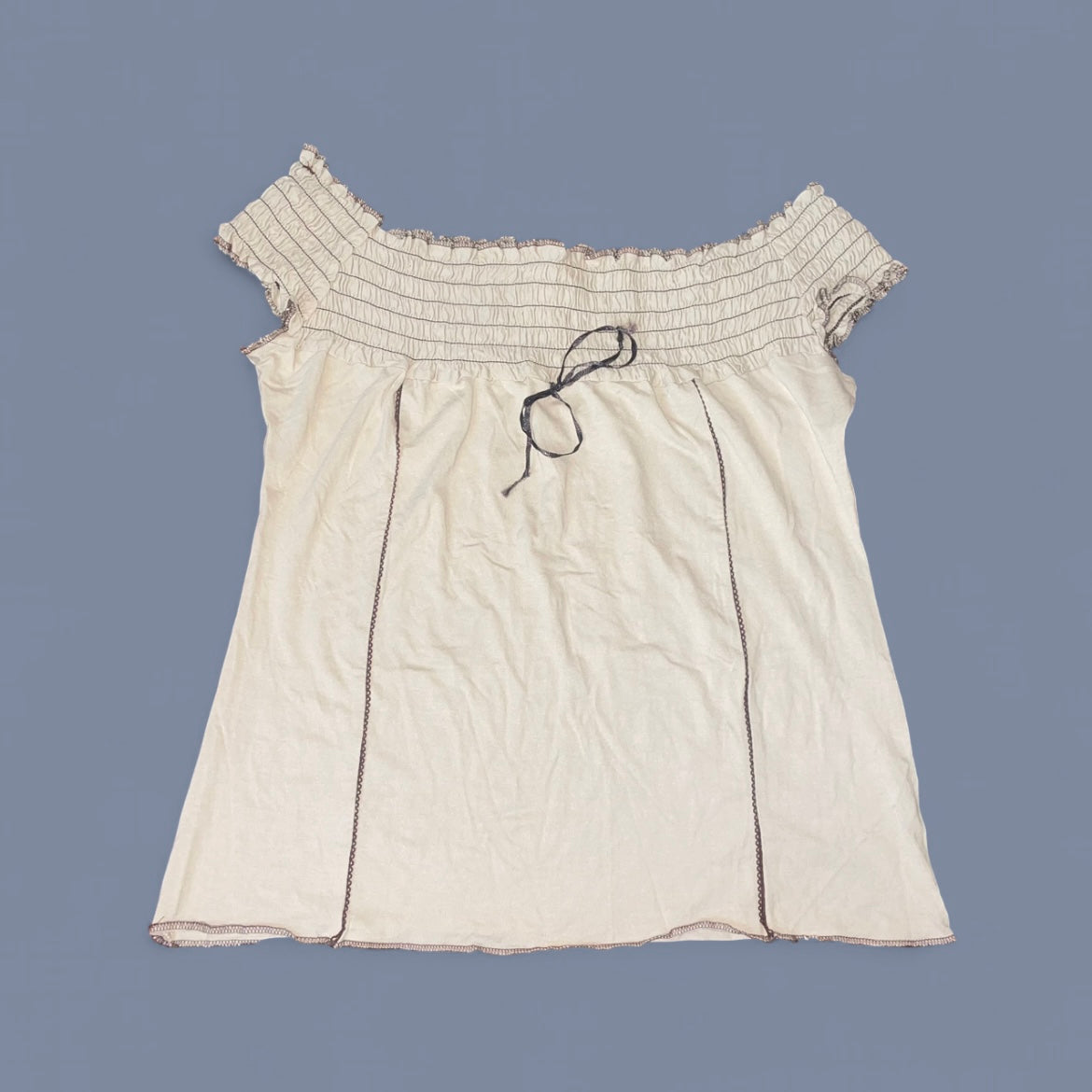 Vintage 00s Tan Off-The-Shoulder Top