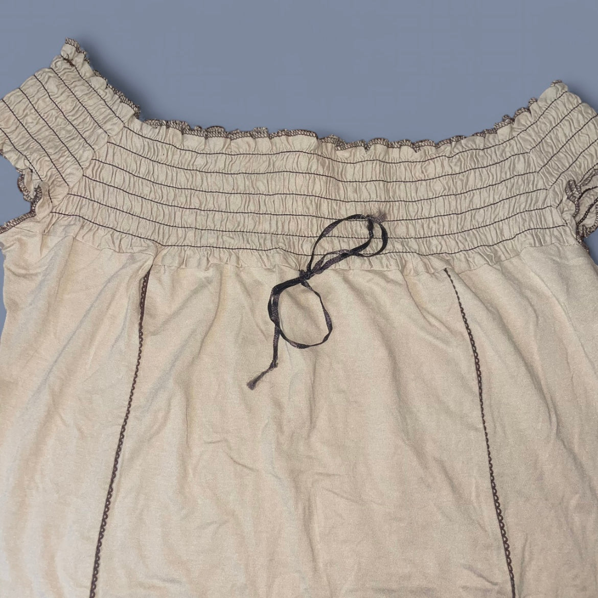 Vintage 00s Tan Off-The-Shoulder Top