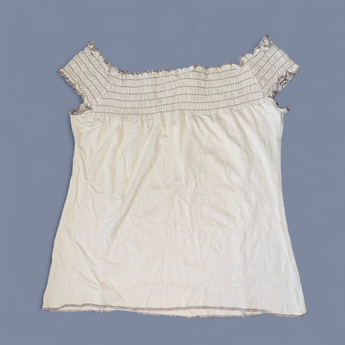 Vintage 00s Tan Off-The-Shoulder Top