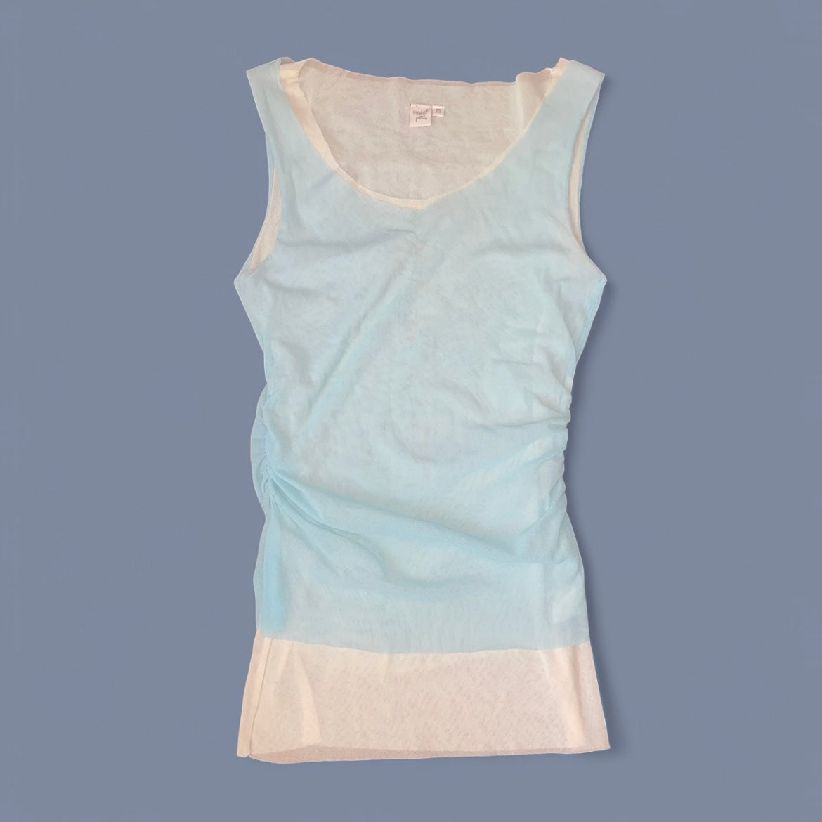 00s Baby Blue Mesh Layered Top