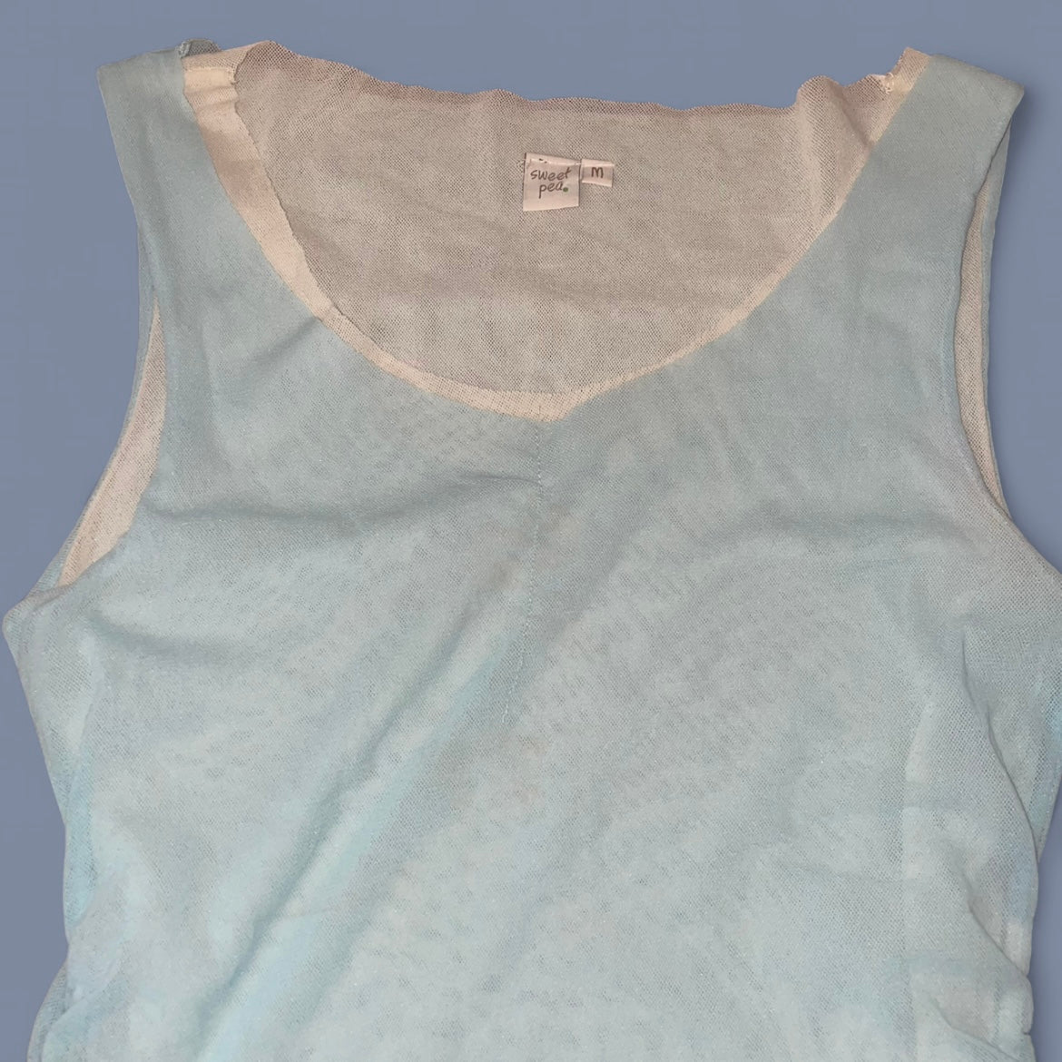 00s Baby Blue Mesh Layered Top