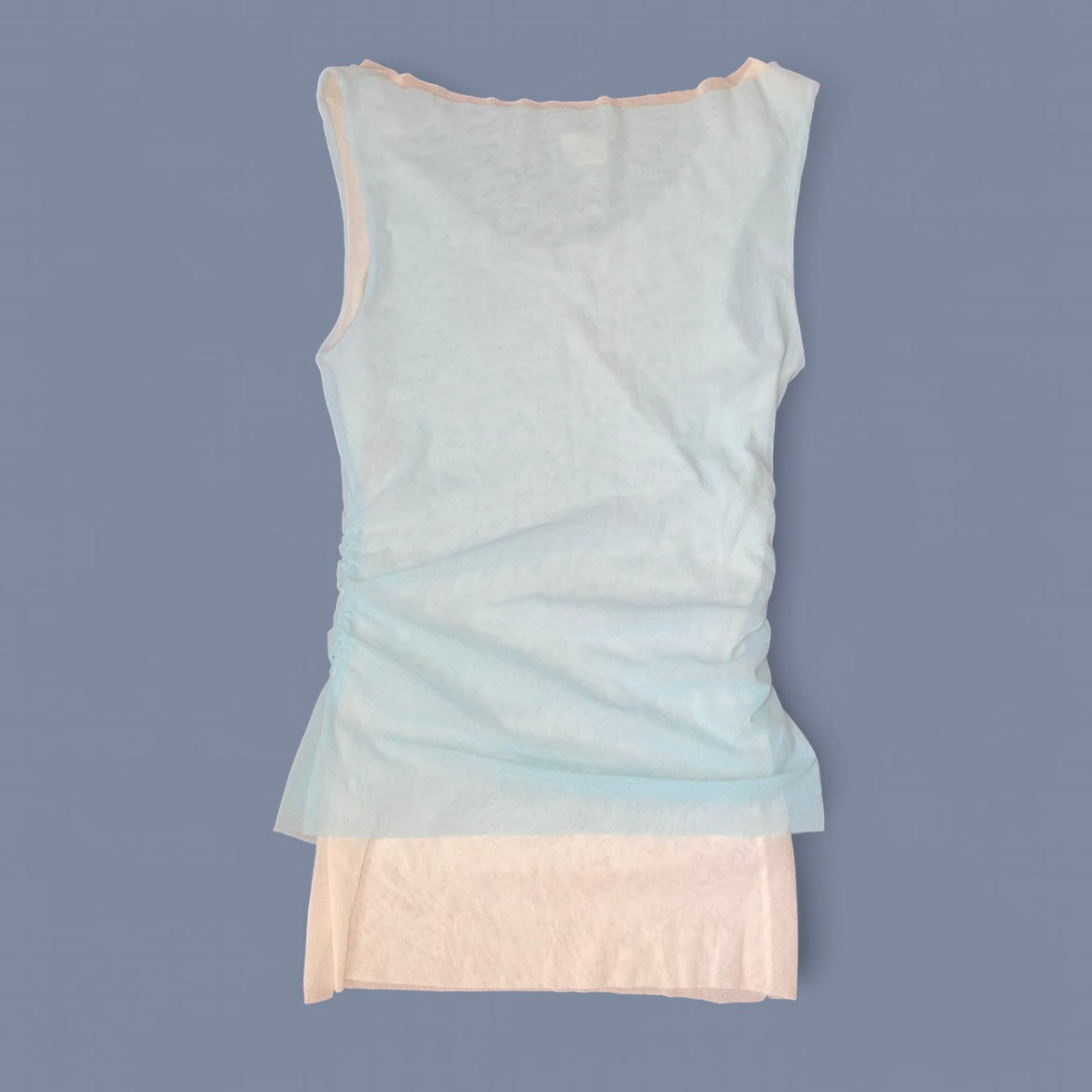 00s Baby Blue Mesh Layered Top