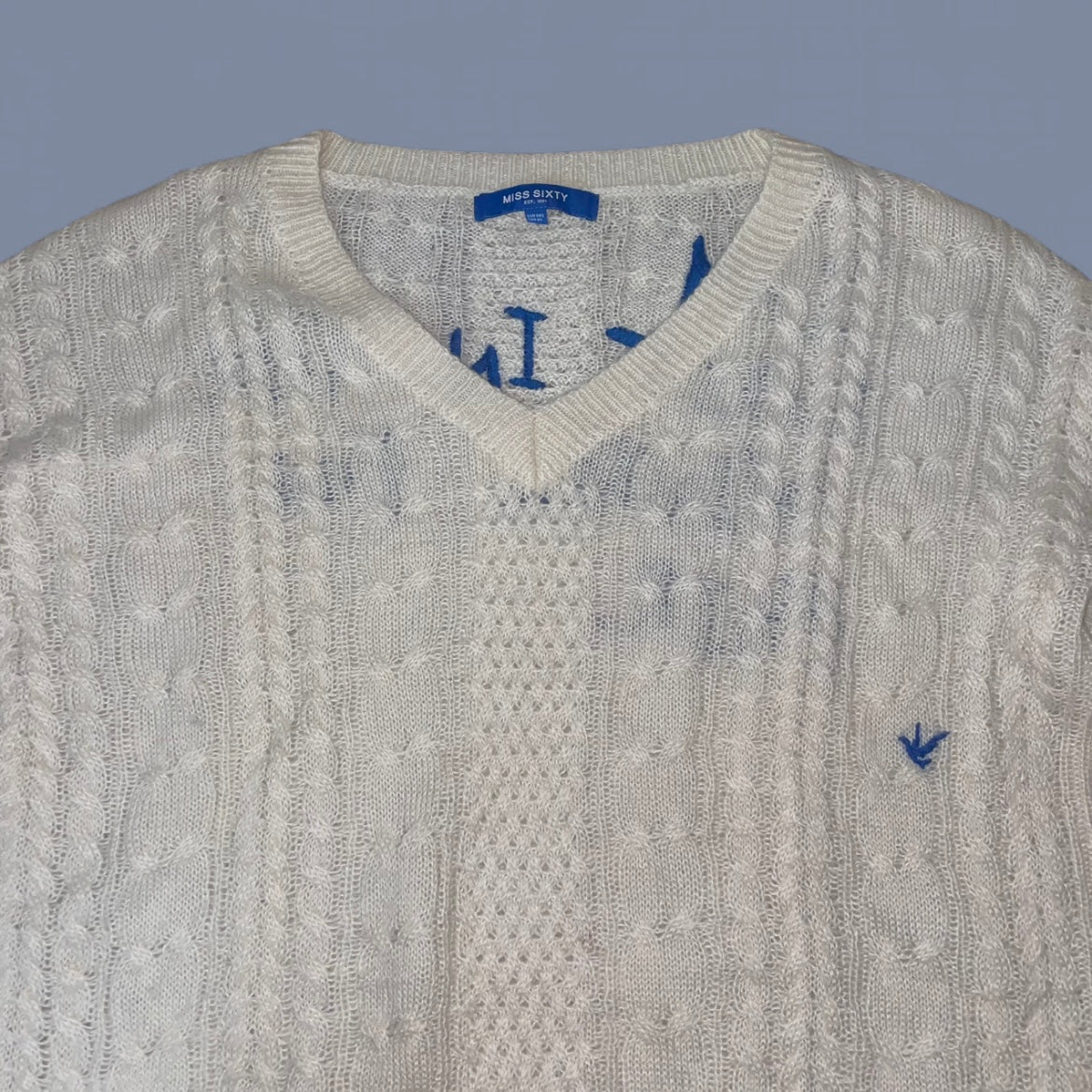 Miss Sixty White and Blue Knit Sweater