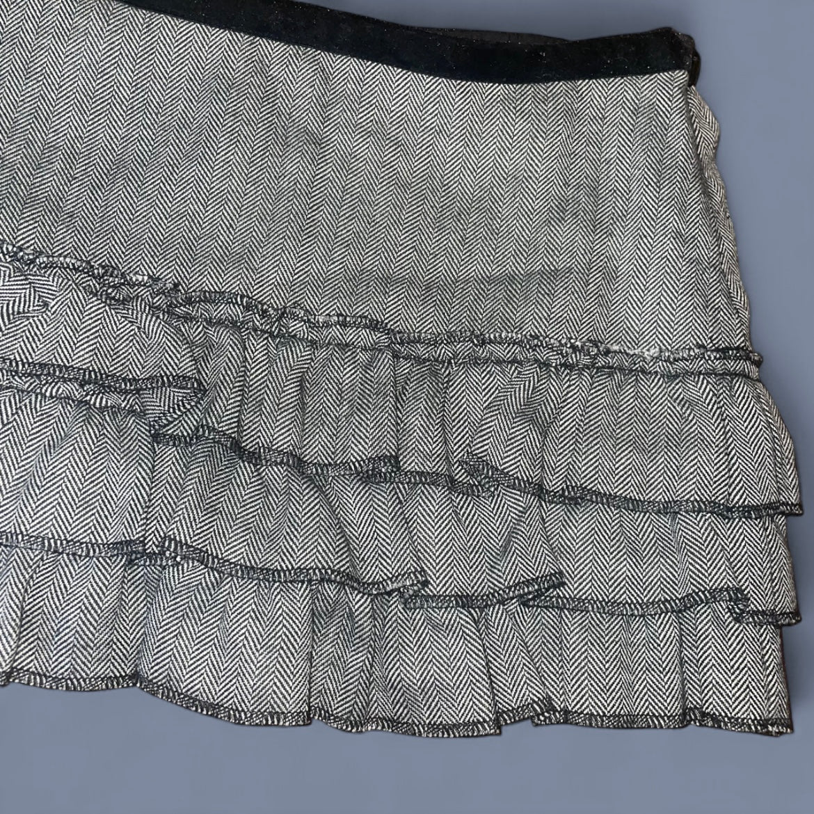 Designer Gray Ruffled Mini Skirt