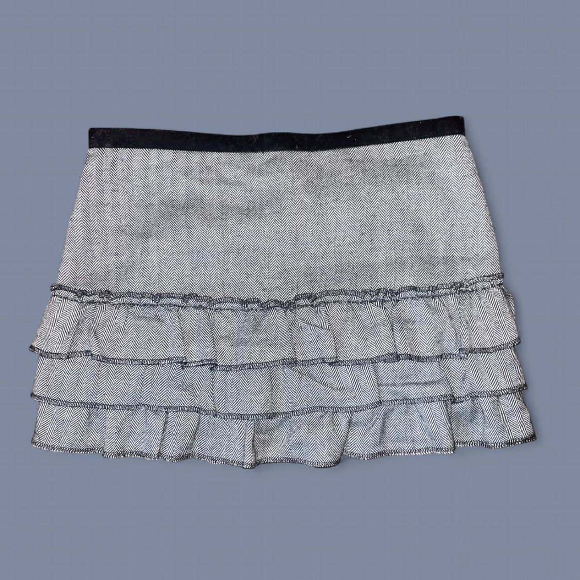 Designer Gray Ruffled Mini Skirt