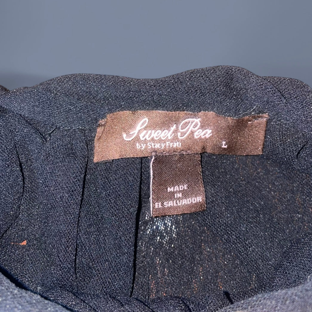 00s Black Mesh Puff Sleeve Top