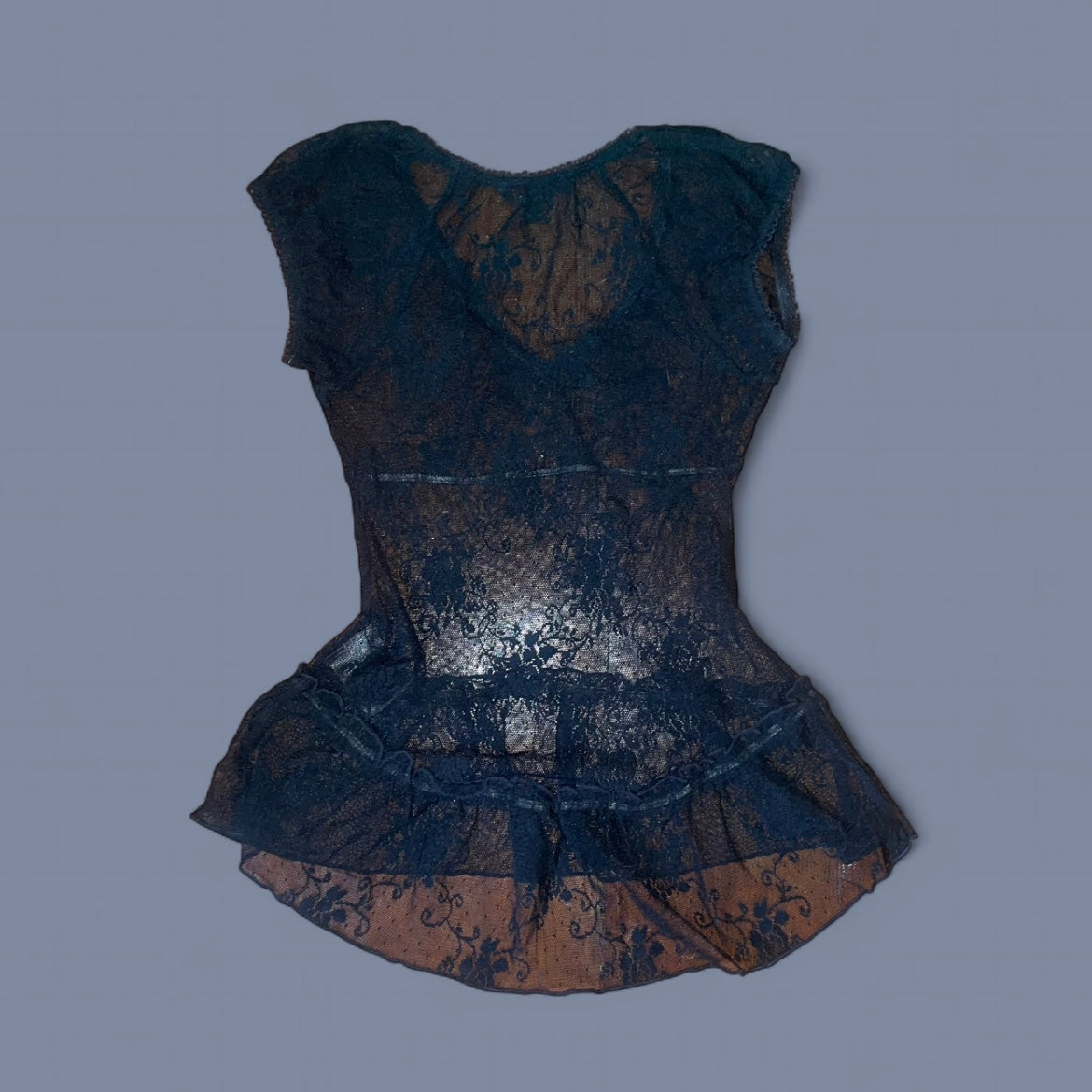00s Guess Sheer Black Lace Top