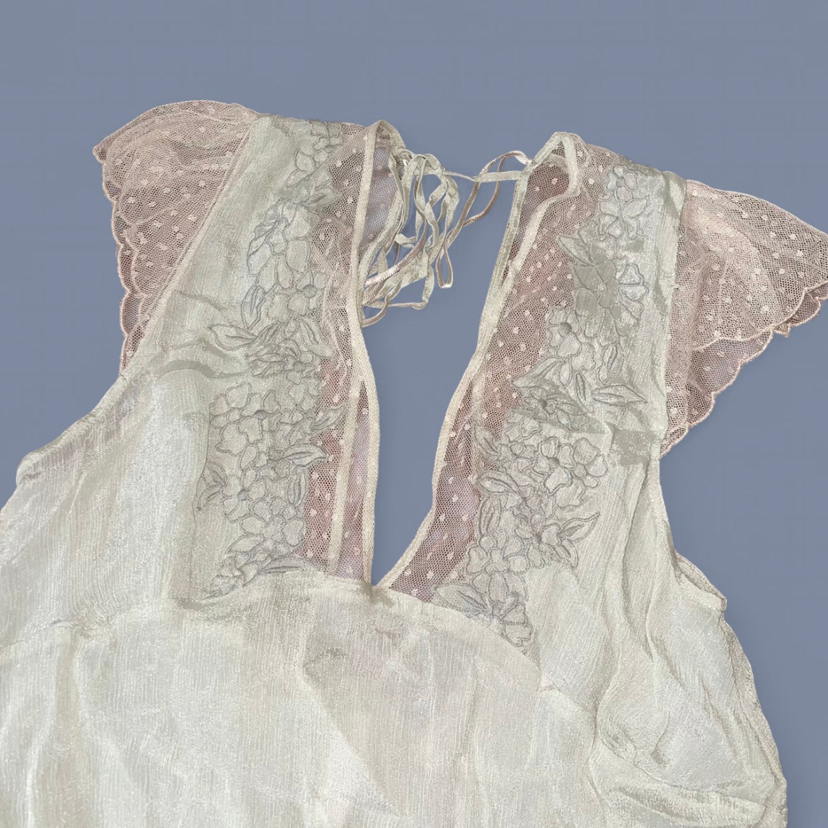 Vintage MNG Sage Sheer Lace Top