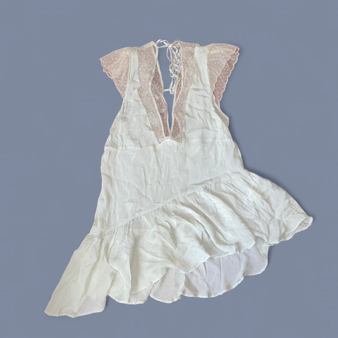 Vintage MNG Sage Sheer Lace Top
