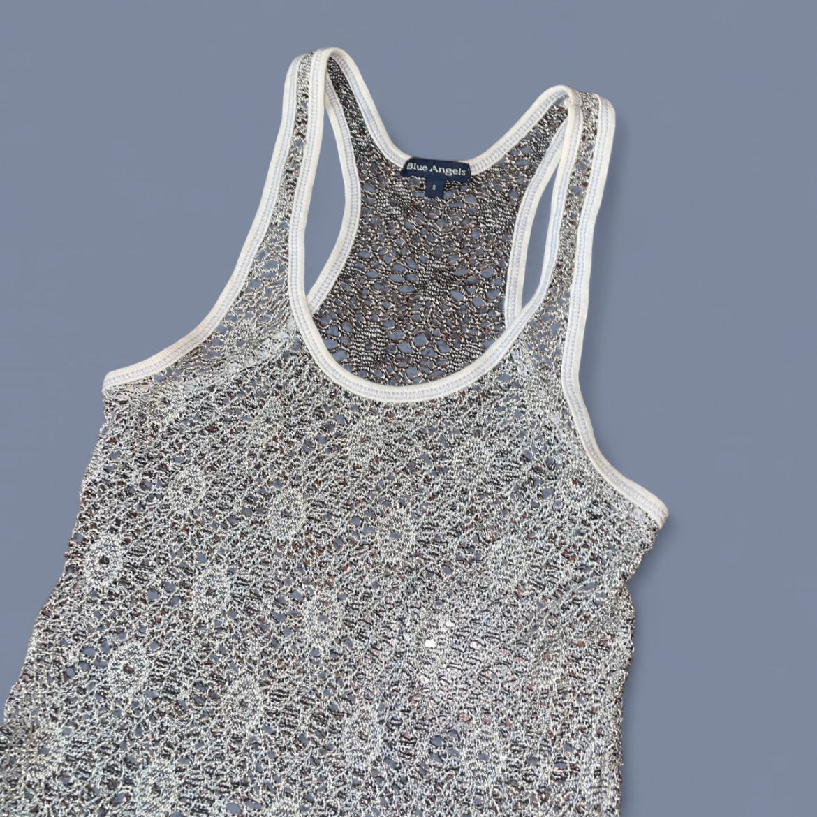 00s Sheer Knit Crochet Tank