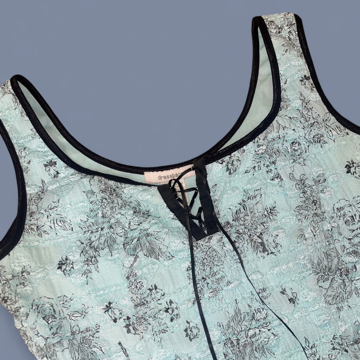 Vintage 00s Baby Blue Lace Up Top