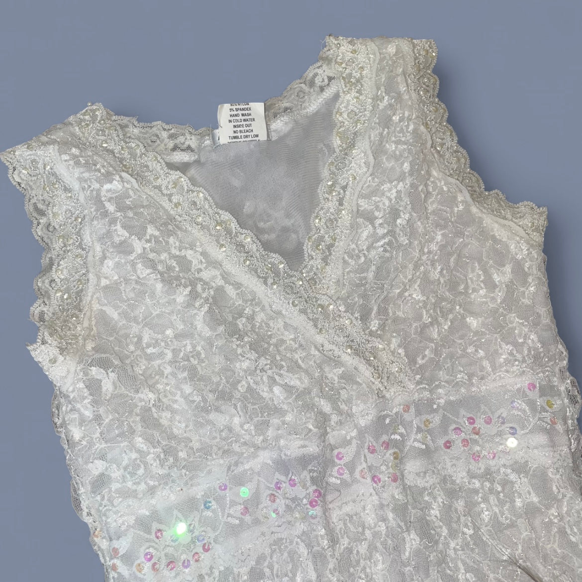 Vintage 00s White Lace Sequin Top