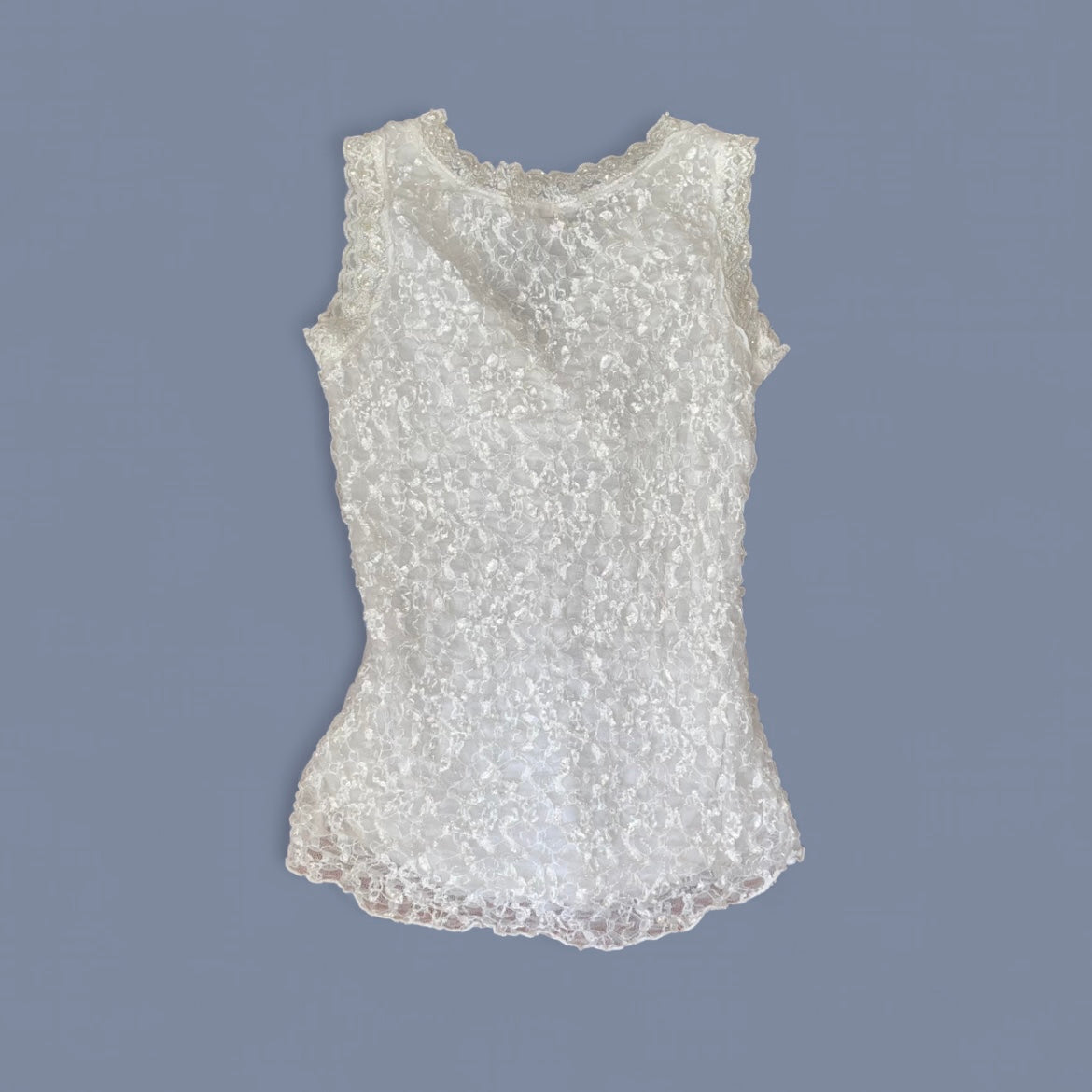 Vintage 00s White Lace Sequin Top