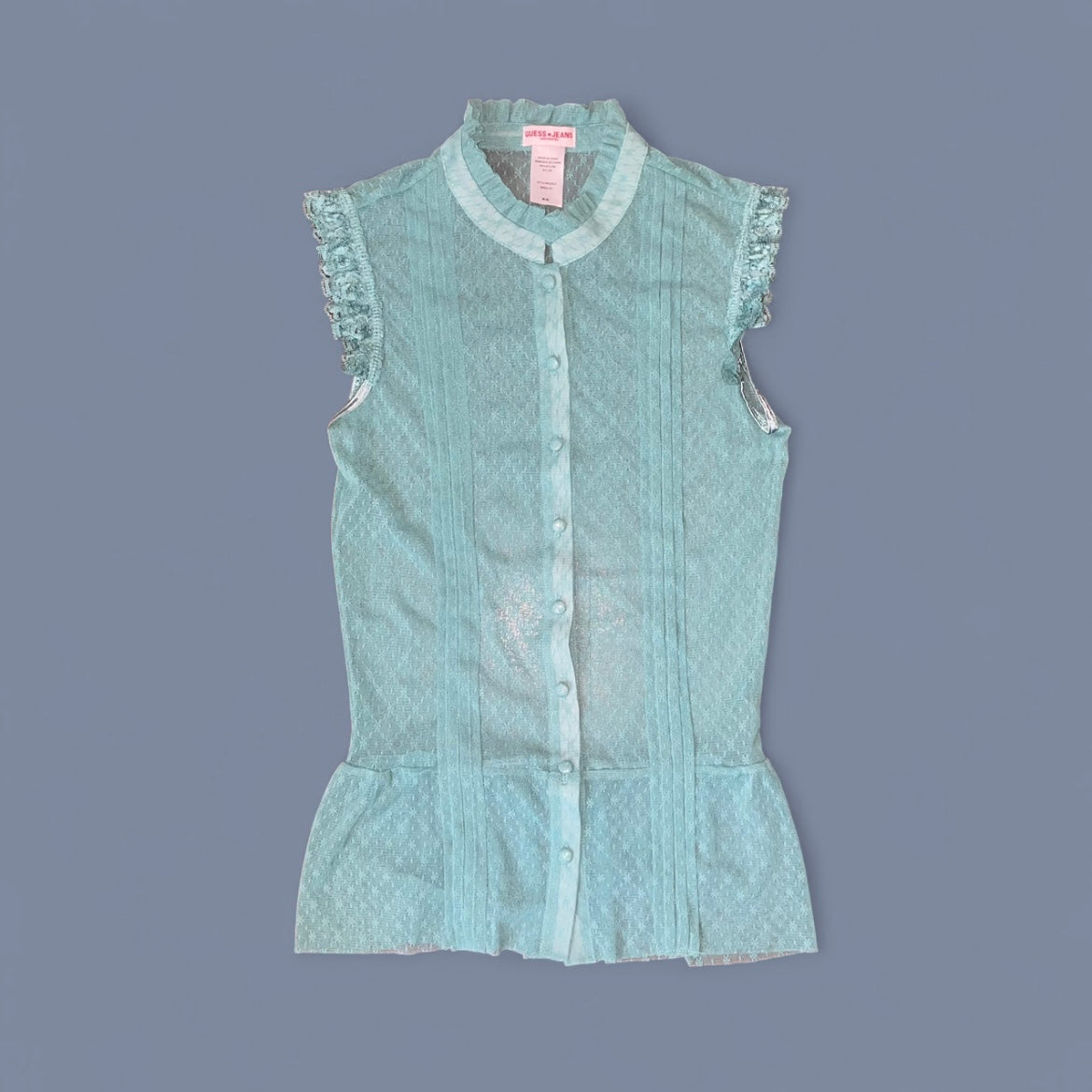 Vintage 00s Guess Turquoise Mesh Top