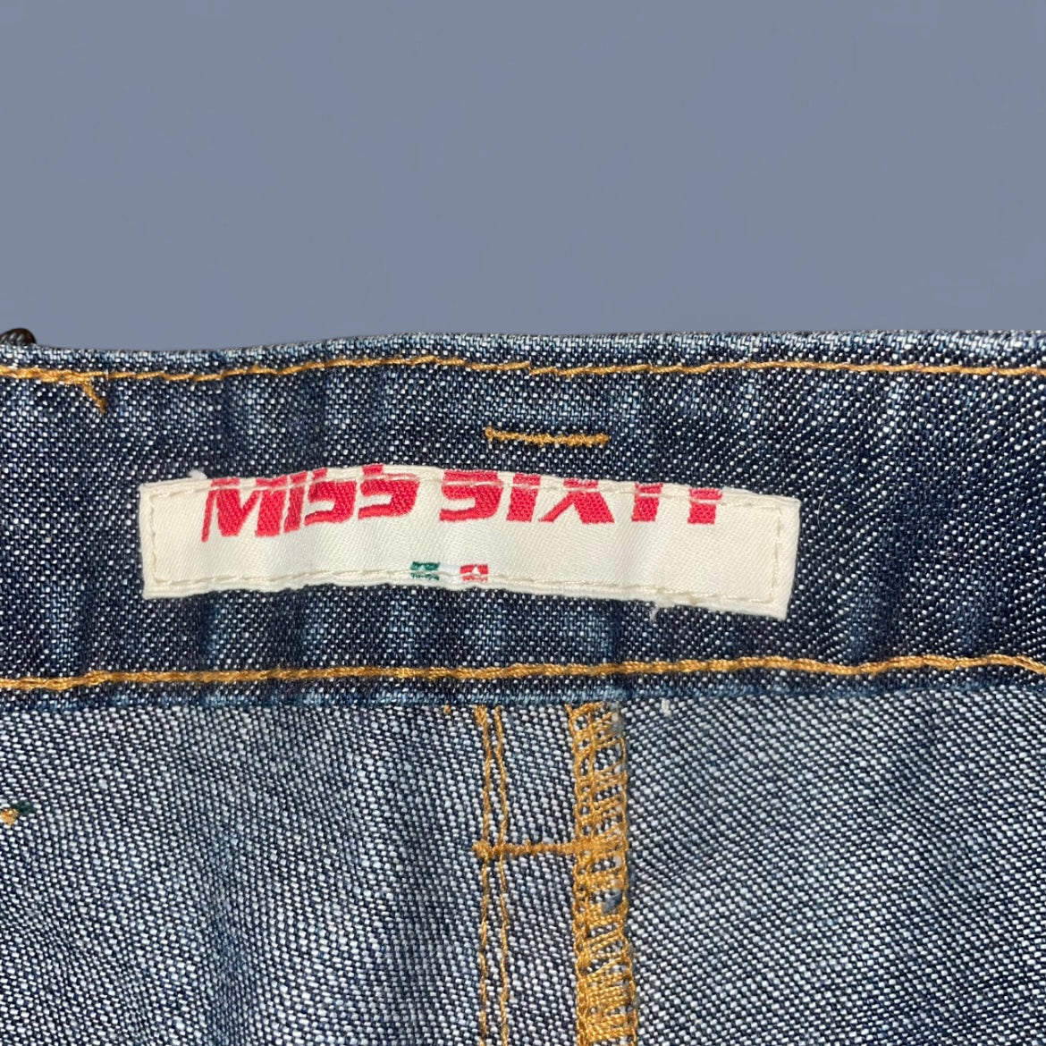 Vintage Miss Sixty Denim Beaded Midi Skirt