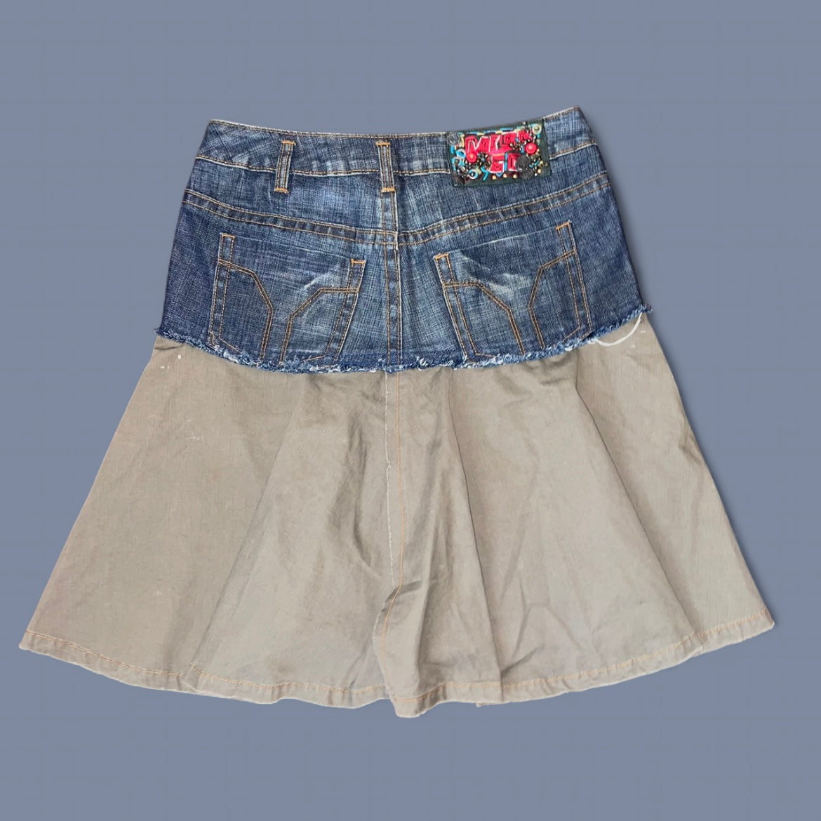 Vintage Miss Sixty Denim Beaded Midi Skirt