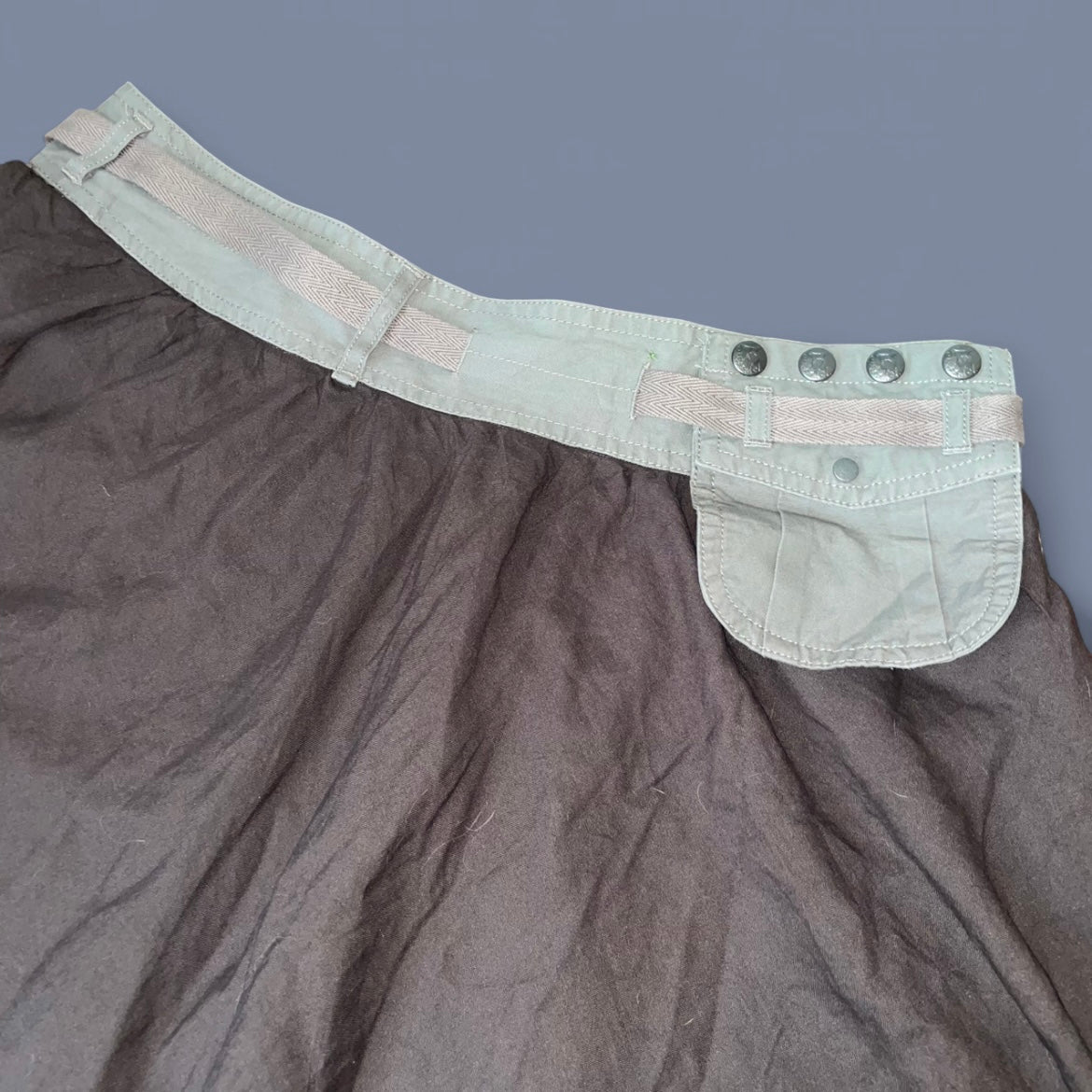 Vintage Diesel Khaki Green Wrap Midi Skirt