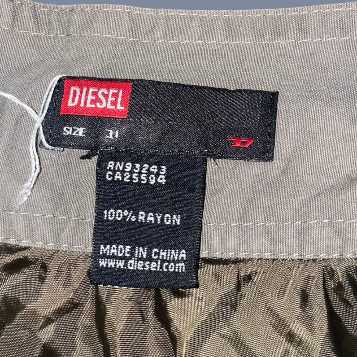 Vintage Diesel Khaki Green Wrap Midi Skirt