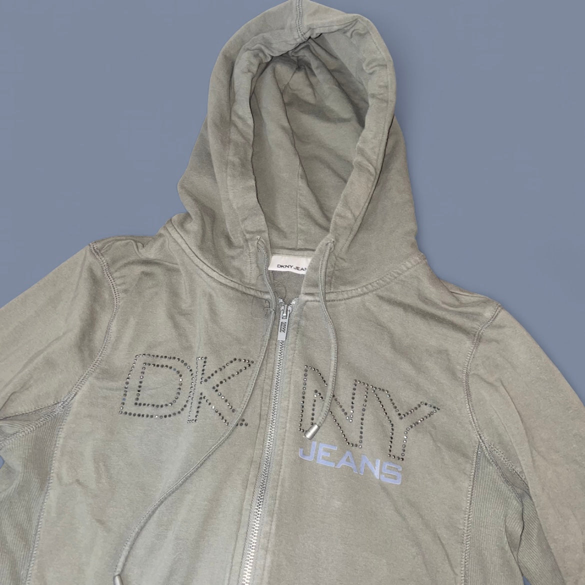 00s DKNY Army Green Studded Hoodie