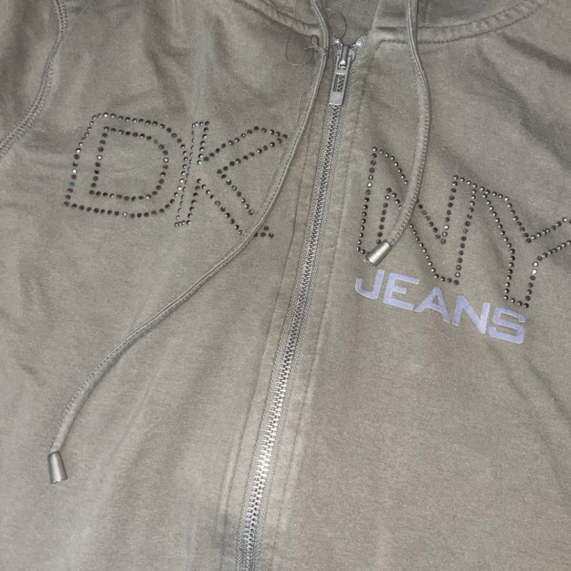 00s DKNY Army Green Studded Hoodie