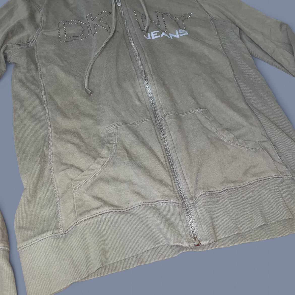 00s DKNY Army Green Studded Hoodie