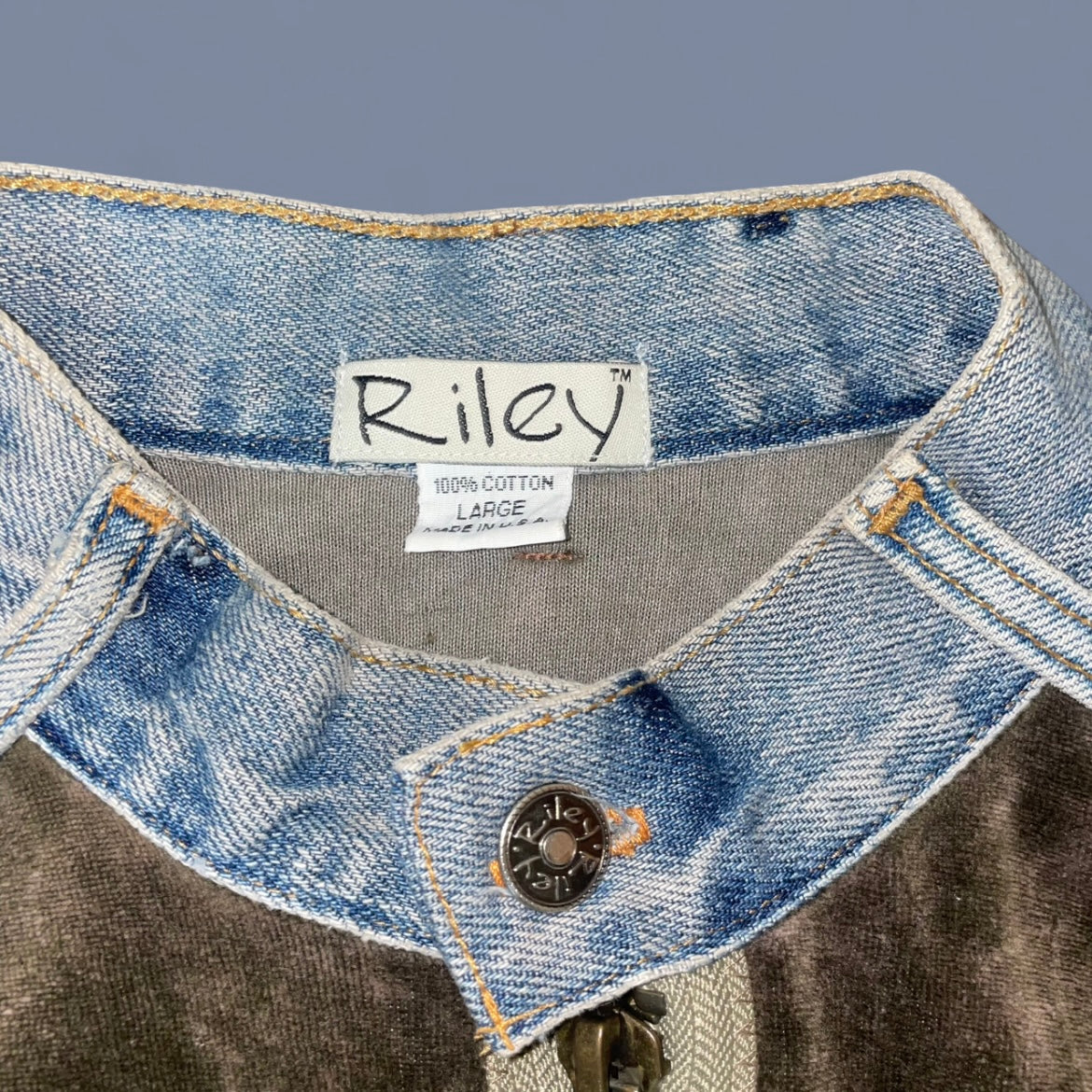Vintage Brown Velvet Jacket w/ Denim Trim