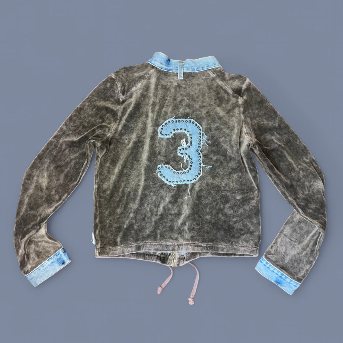 Vintage Brown Velvet Jacket w/ Denim Trim