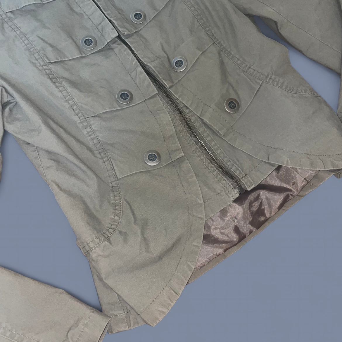 00s Khaki Green Military-style Jacket