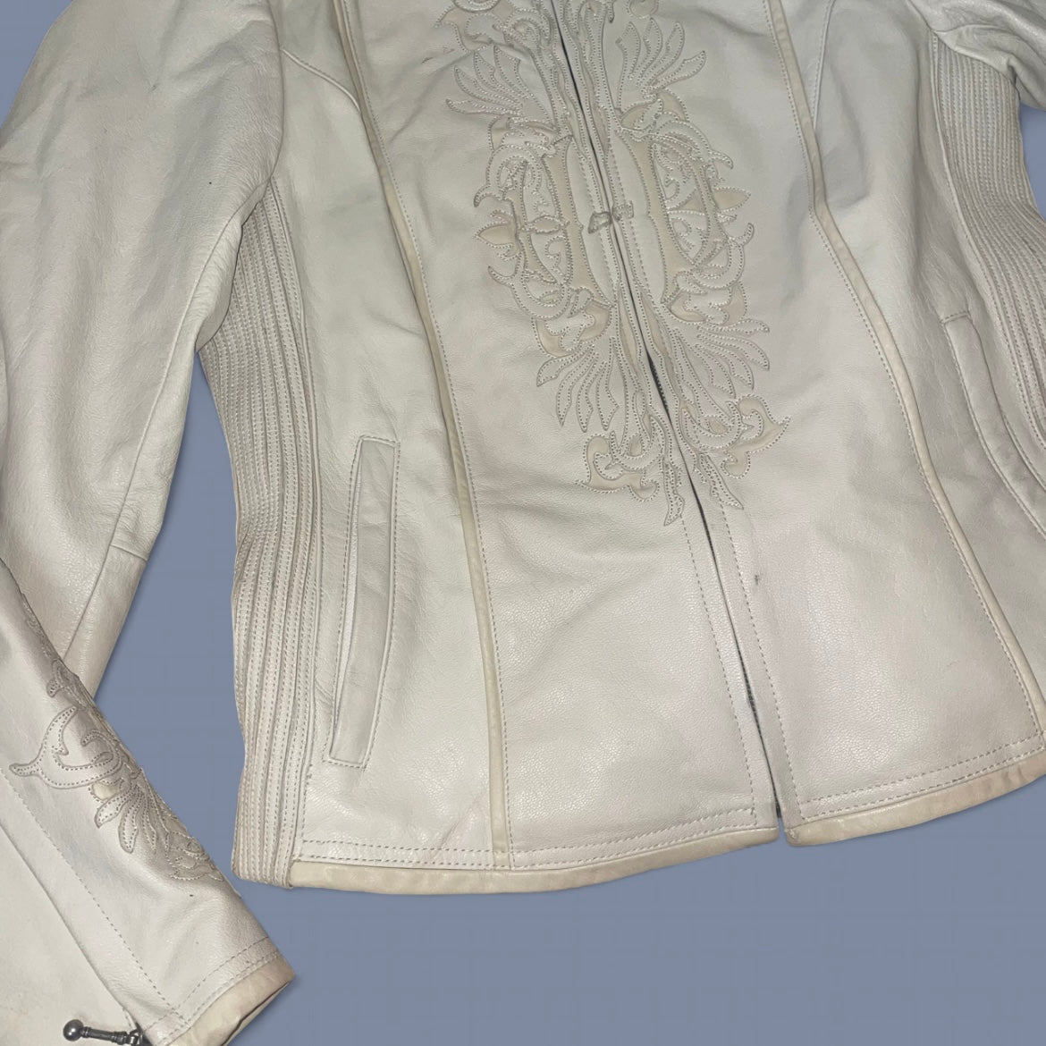 Harley-Davidson Cream Leather Moto Jacket