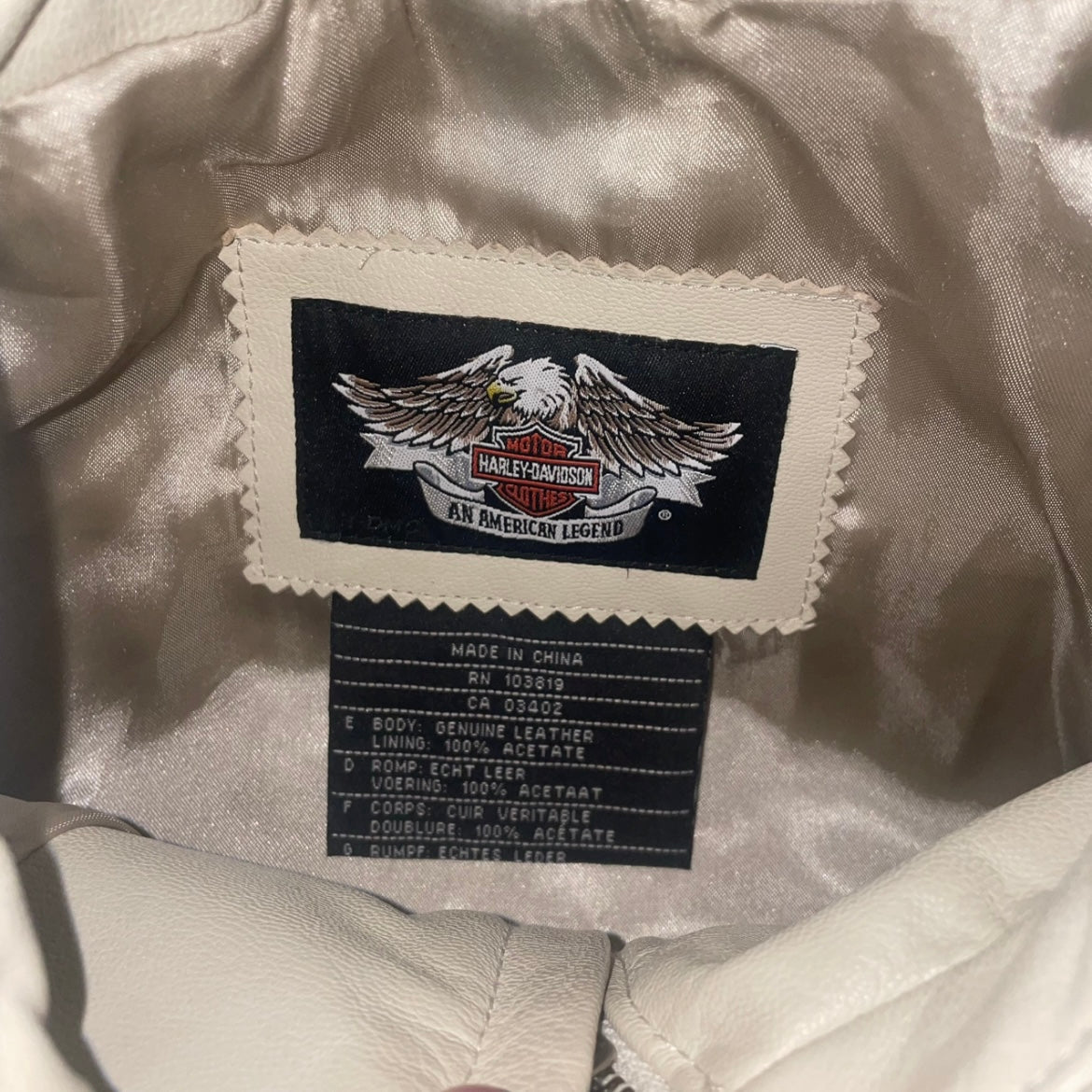 Harley-Davidson Cream Leather Moto Jacket