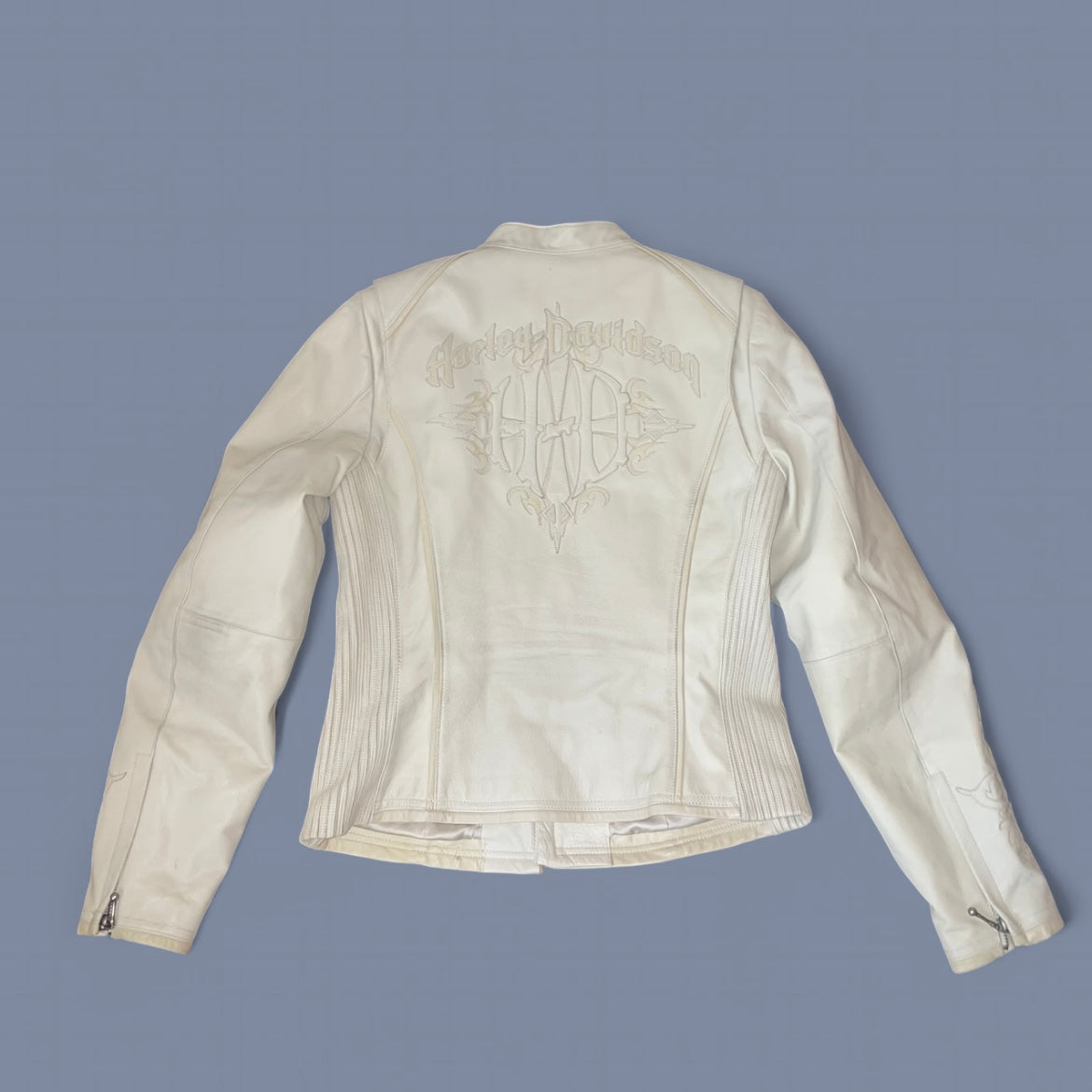 Harley-Davidson Cream Leather Moto Jacket