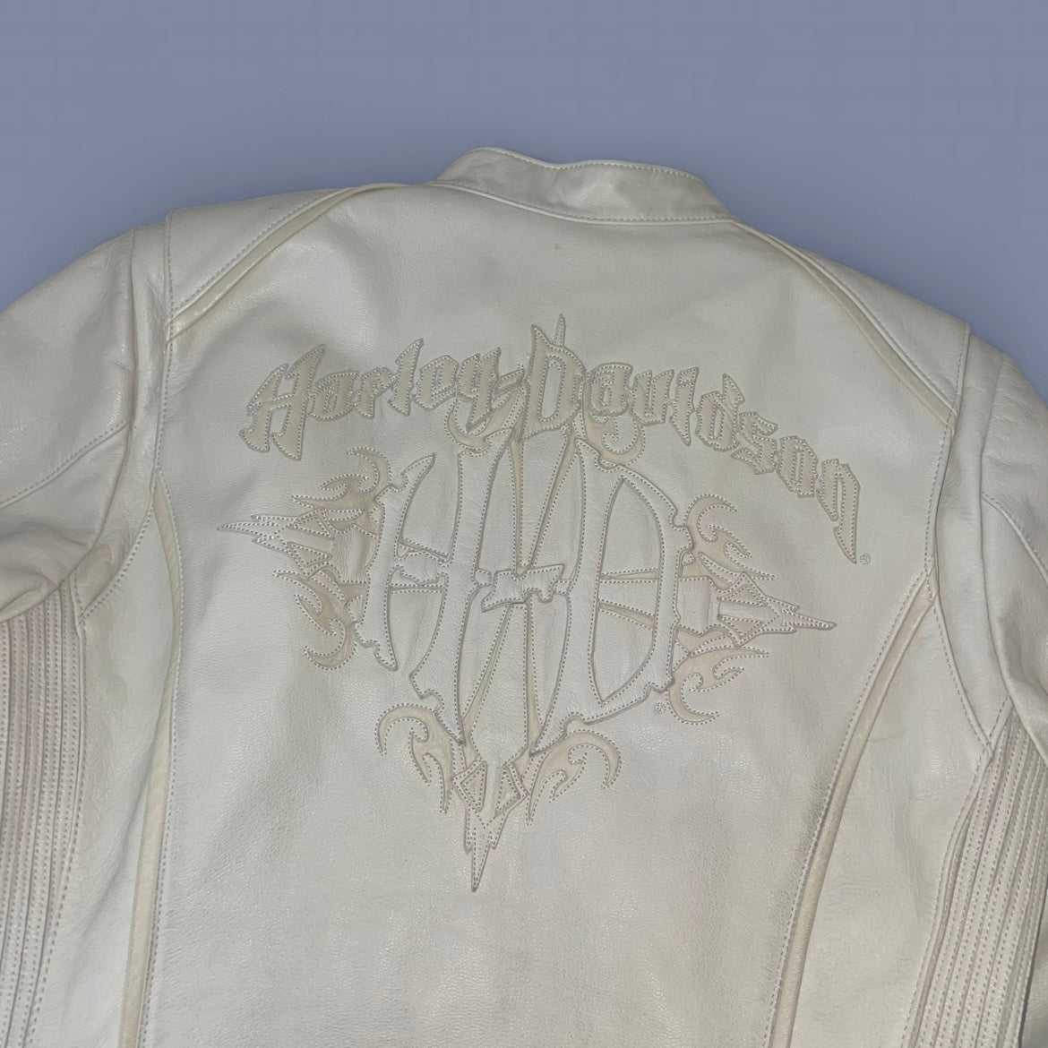 Harley-Davidson Cream Leather Moto Jacket