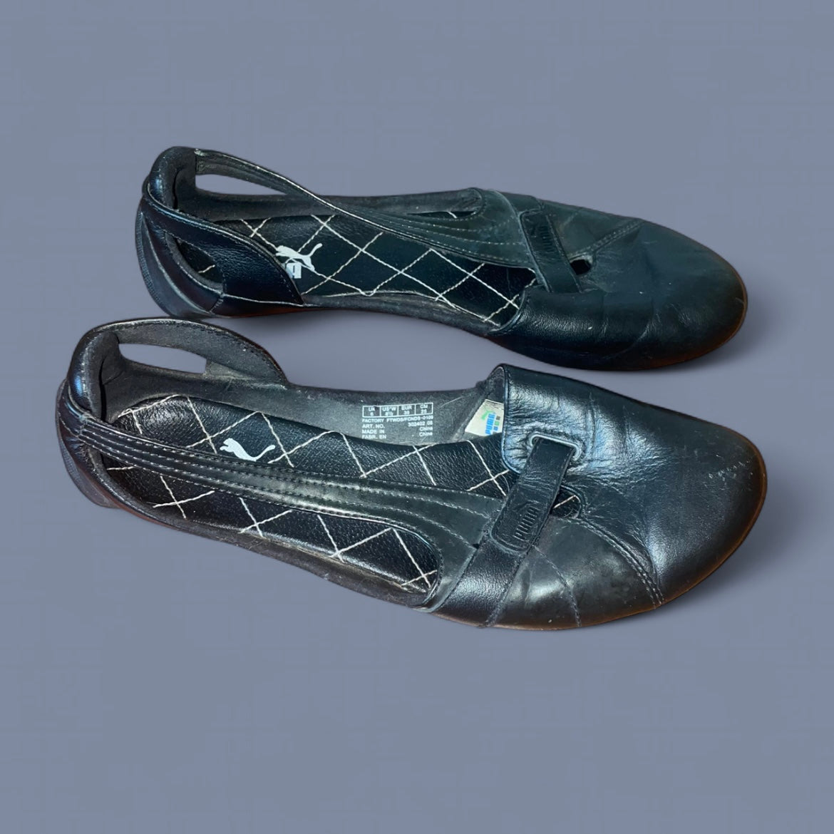 Vintage Black Puma Sporty Ballet Flats