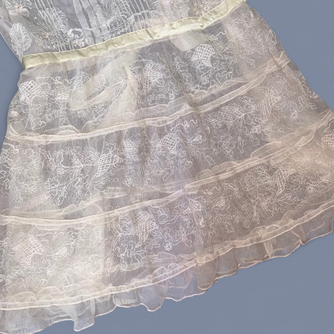 00s Sheer Cream Lace Babydoll Top