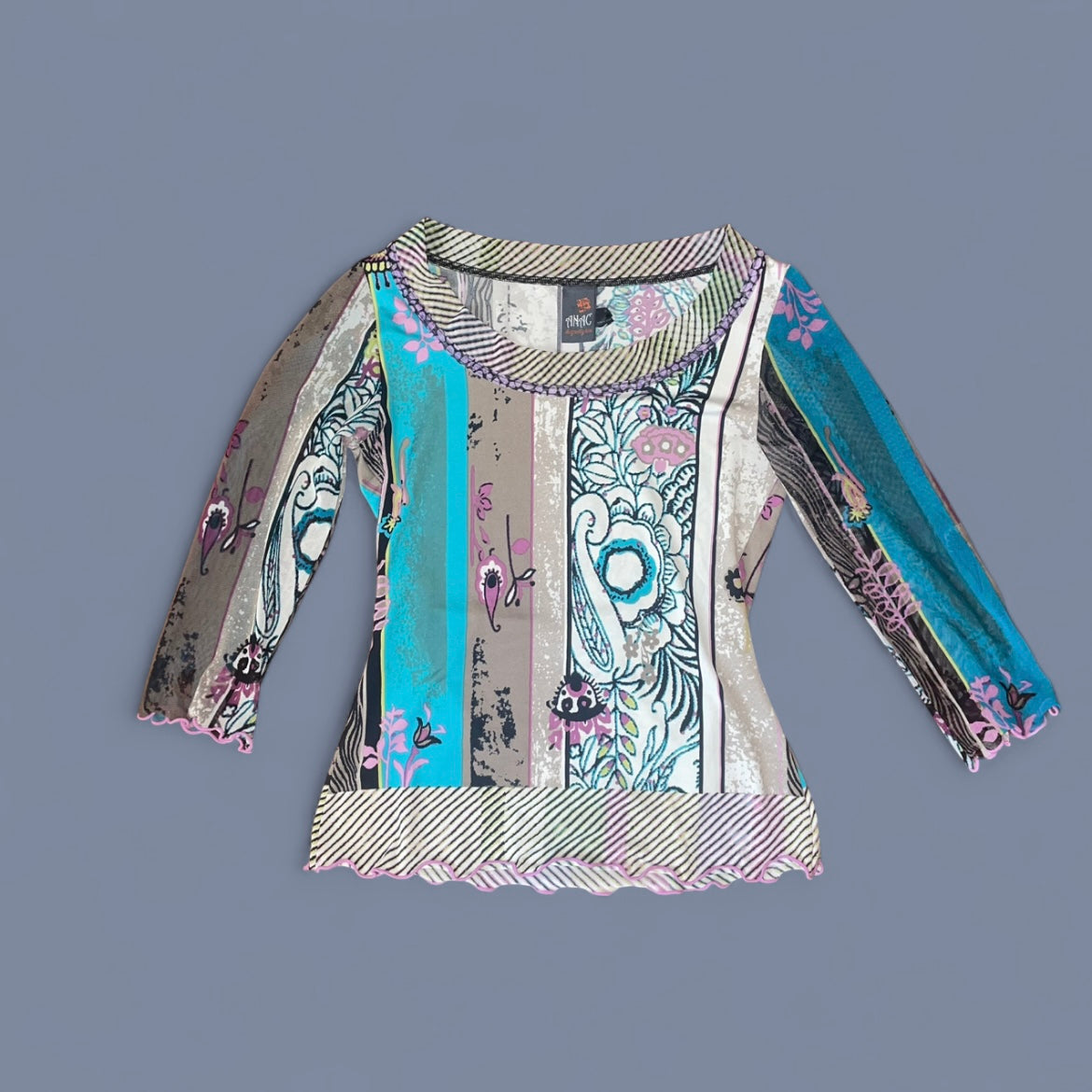 Vintage Graphic Mesh Top