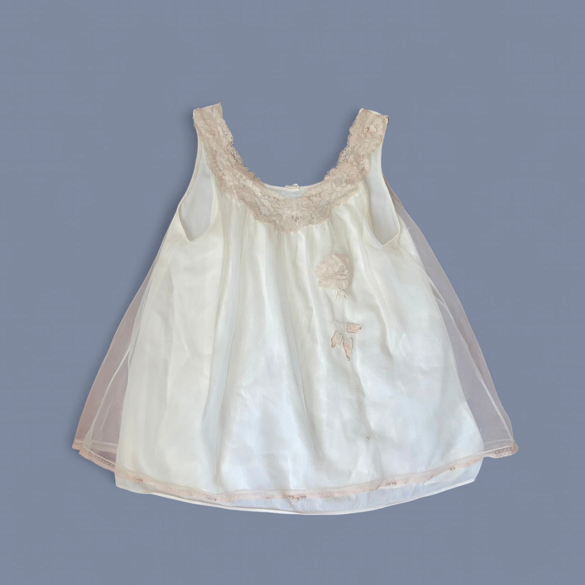 Vintage Cream Tulle Babydoll Top